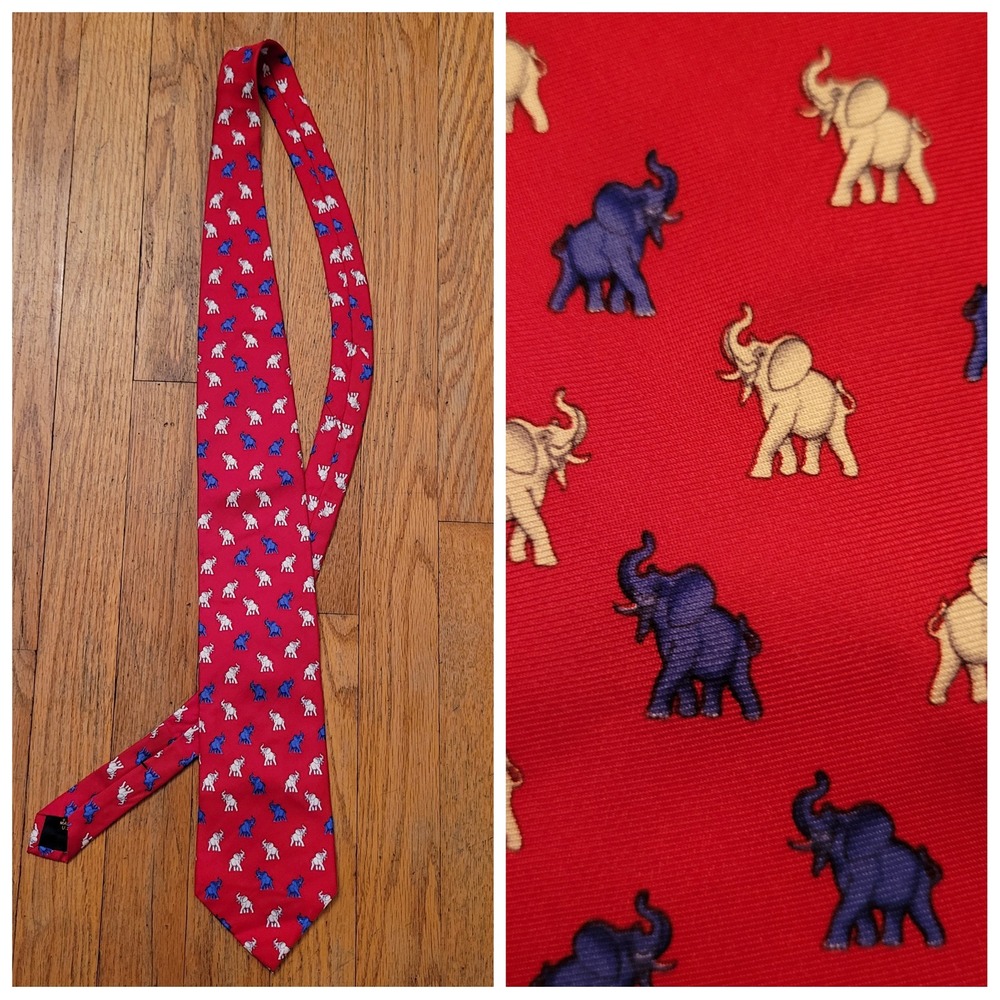 Alynn Necktie Red Blue Elephant Silk Novelty Power Political Tie Republican‎ USA